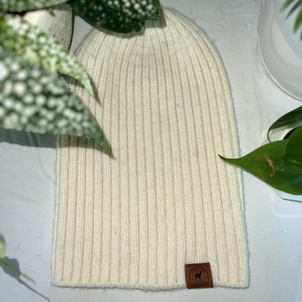 Alpaca Merino Wool Ribbed Beanie - Image 3
