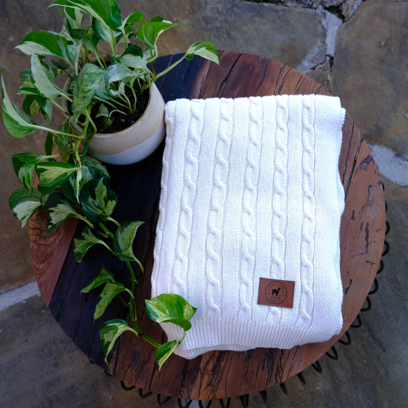 Alpaca Merino Wool And Cotton Woven Throw