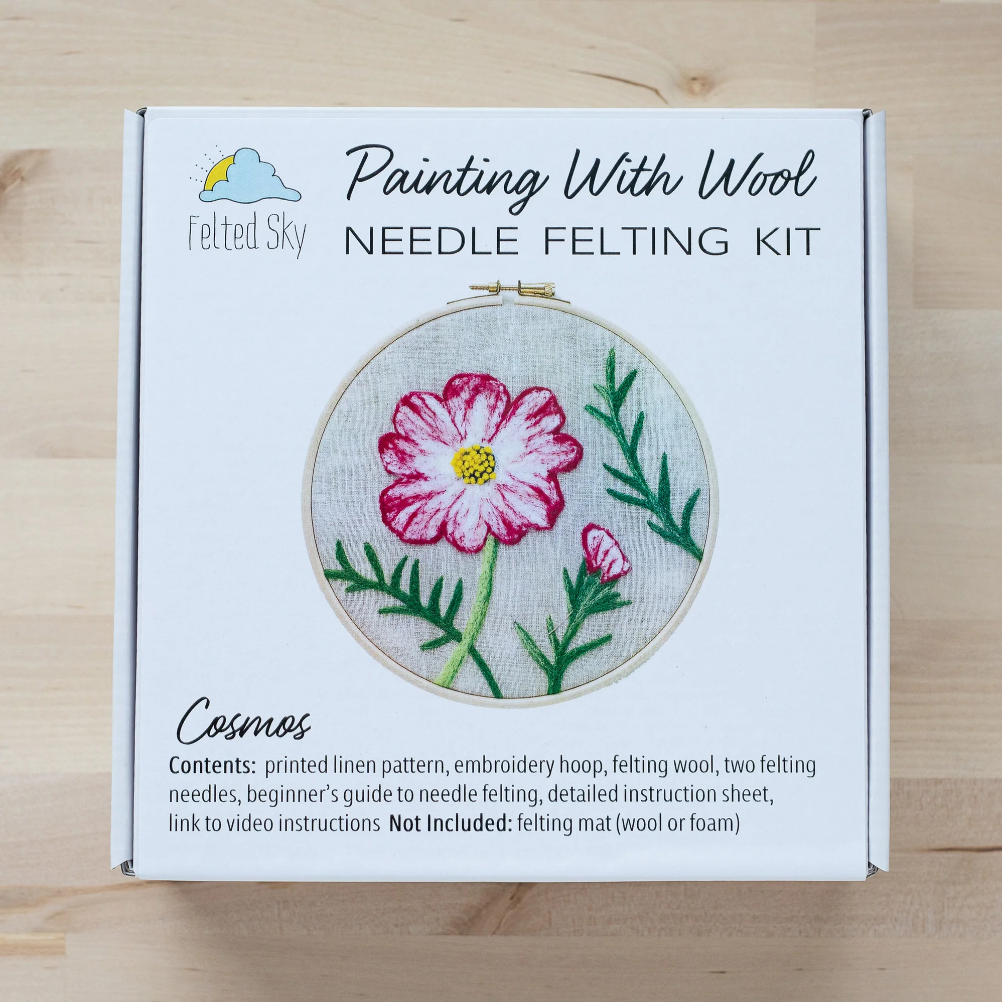 Painting with words Cosmos Flower needle felting kit.