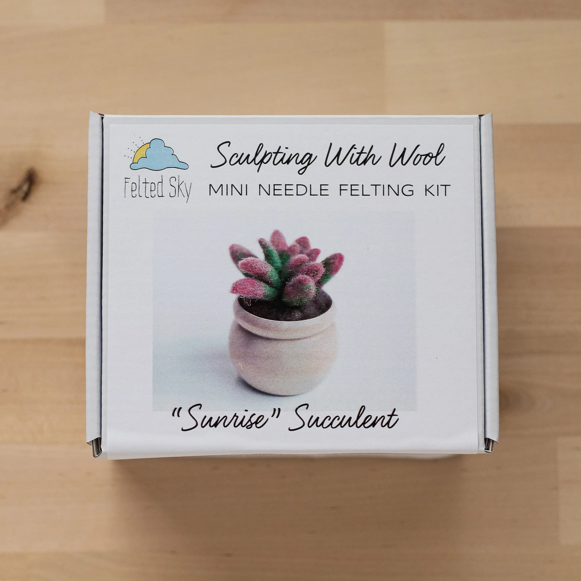 Sanding with DIY Sunrise Succulent Mini Needle Felting Kit.